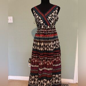 CHARTER CLUB ikat print embellished women's cotton Halter Dress Size 4